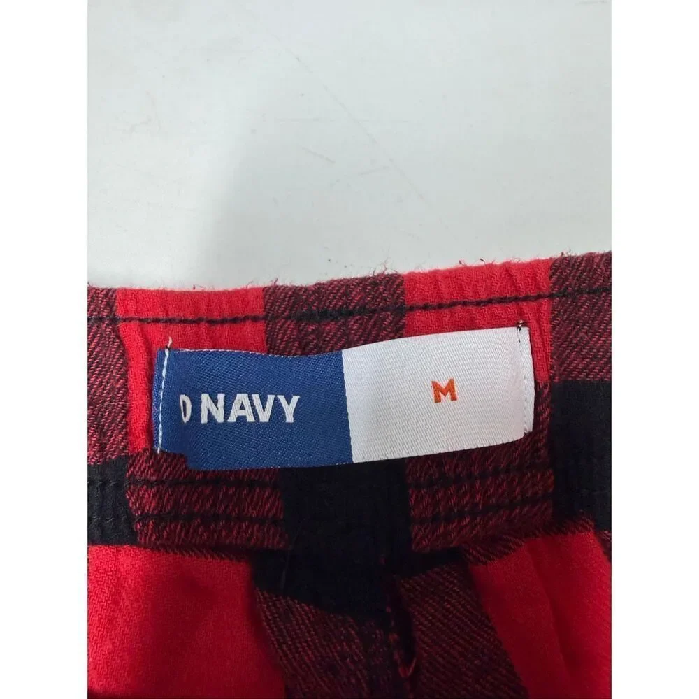 Old Navy Men’s Flannel Jogger Pajama Pants Sleep Lounge Red Black Plaid Sz M